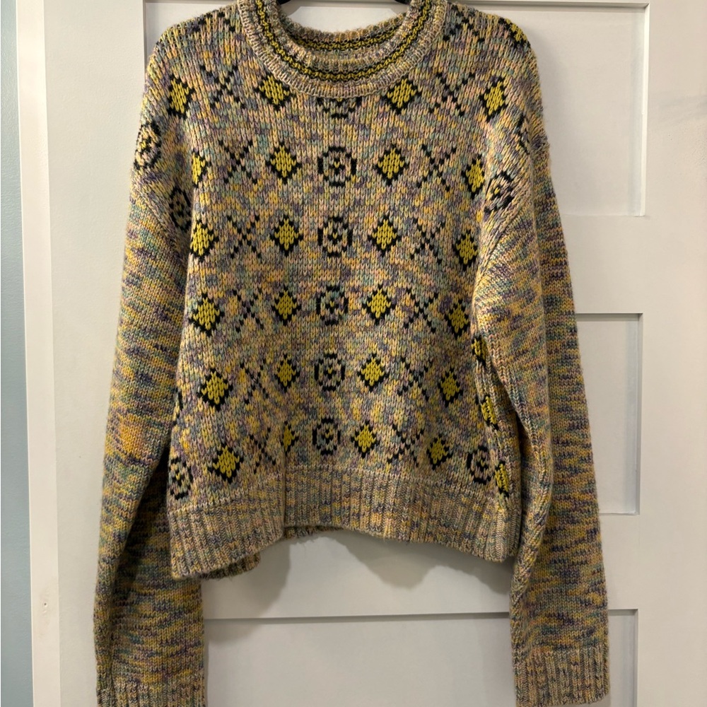 Re/Done Crewneck Sweater with Yellow Diamond Motif NWOT size medium